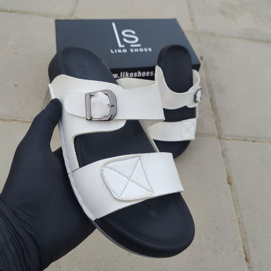 Liko Flexstep White Strap Chappal